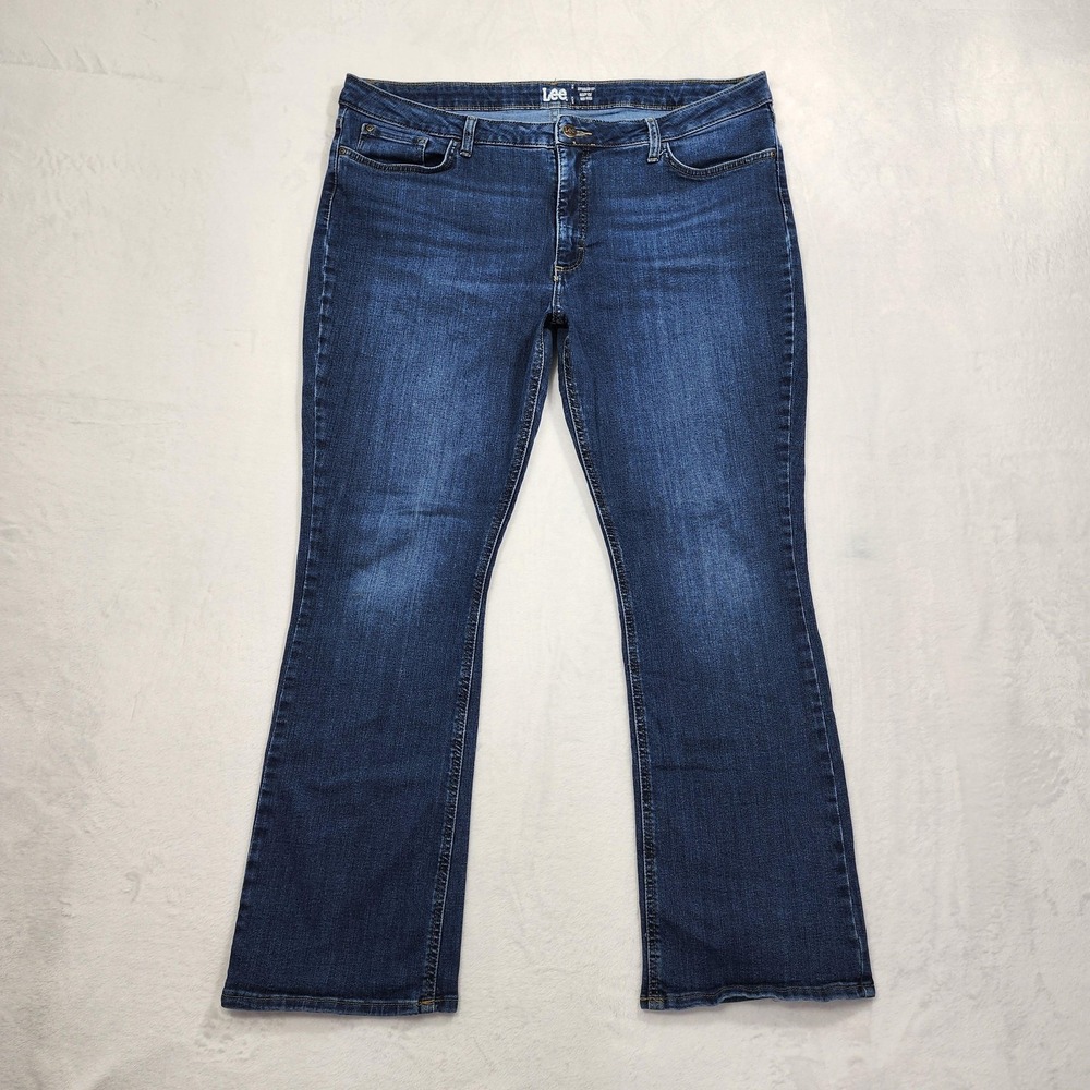 Lee Jeans Womens 20M Blue Medium Wash High Rise Bootcut Stretch‎ Denim Casual